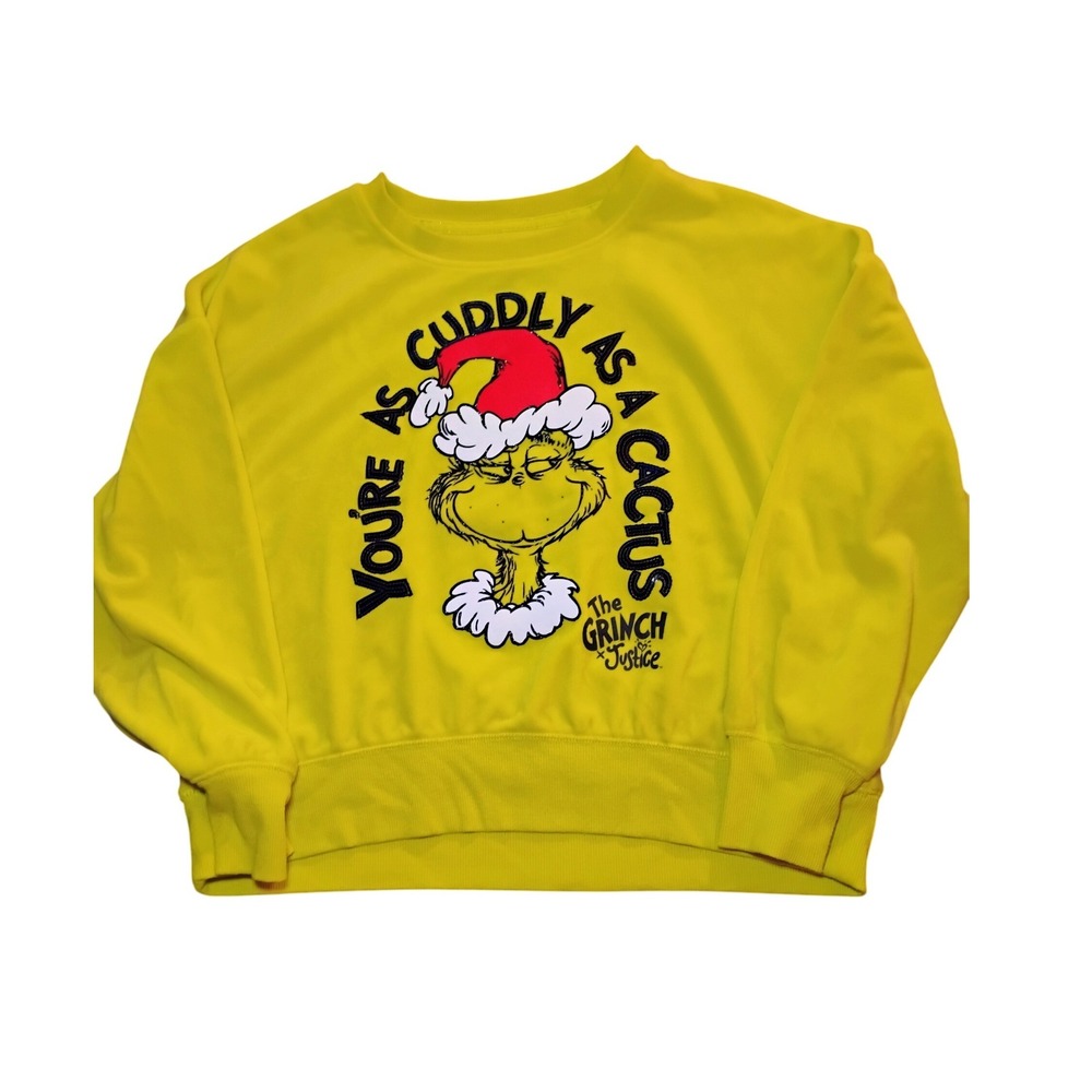 Girls Grinch Justice Christmas Sweatshirt As Cuddly As A Cactus Size L 12/14